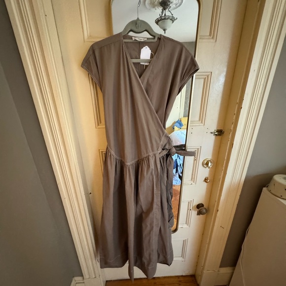 Olive green khaki wrap dress TORY BURCH POPLIN - Picture 6 of 9